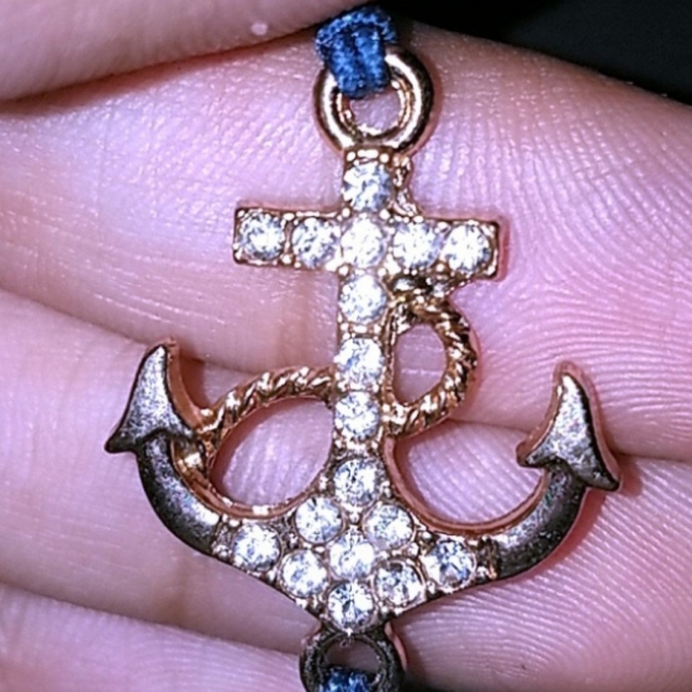 Gold Plated Anchor with cubic zirconia